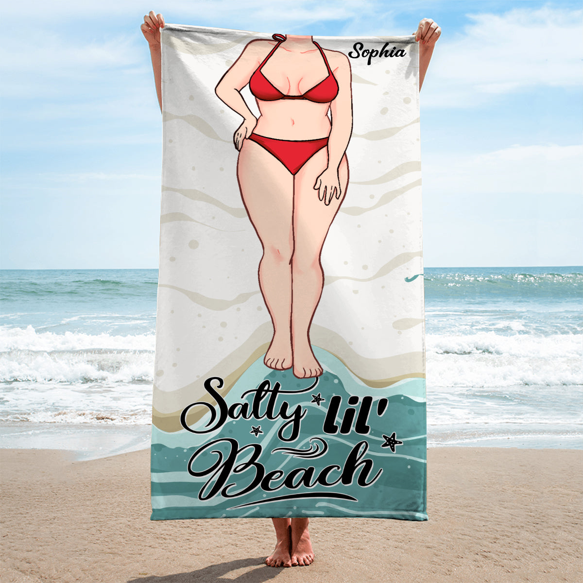 Salty Lil' Beach - Sea Lover gift for friend, sister, girlfriend, wife, mom - Personalized Beach Towel