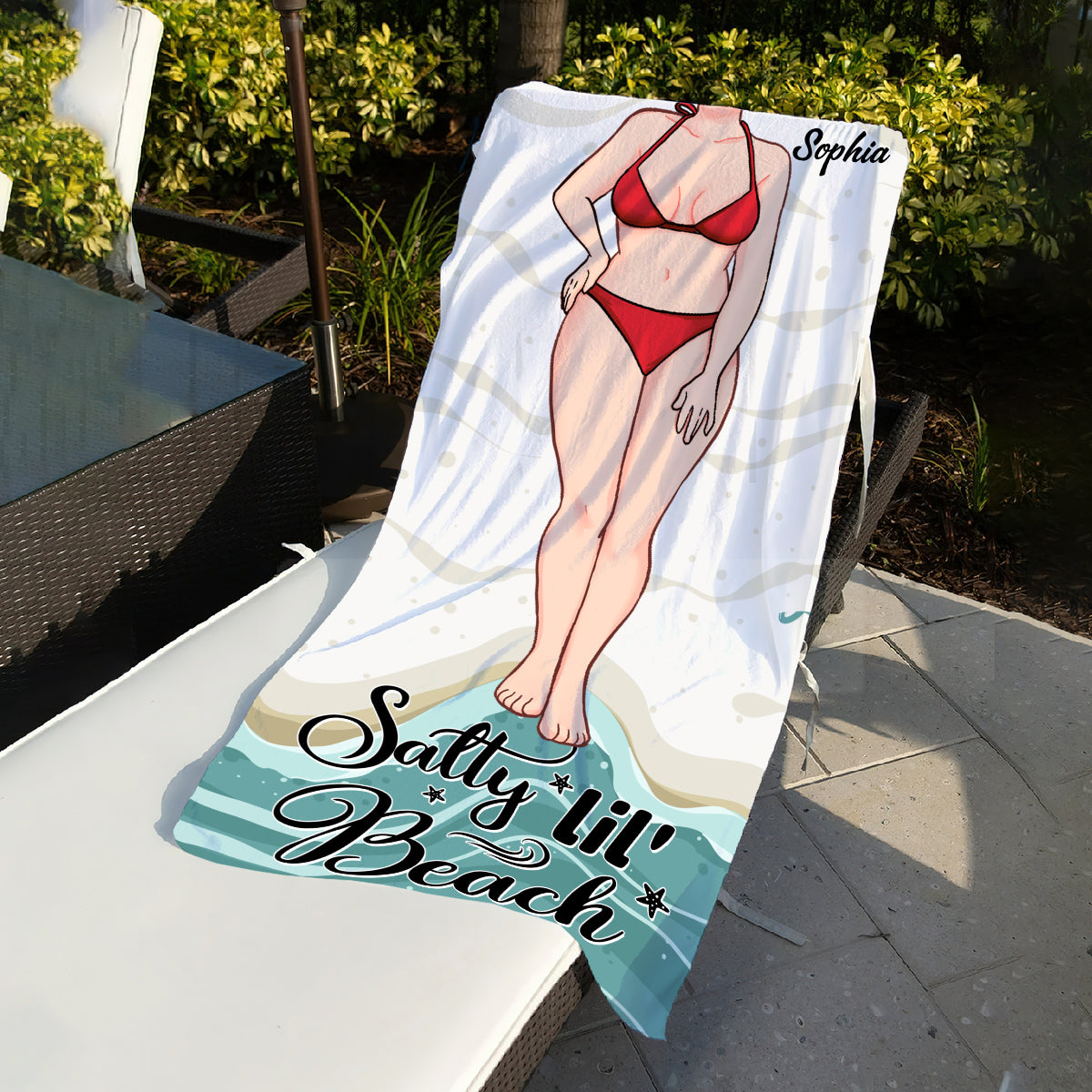 Salty Lil' Beach - Sea Lover gift for friend, sister, girlfriend, wife, mom - Personalized Beach Towel