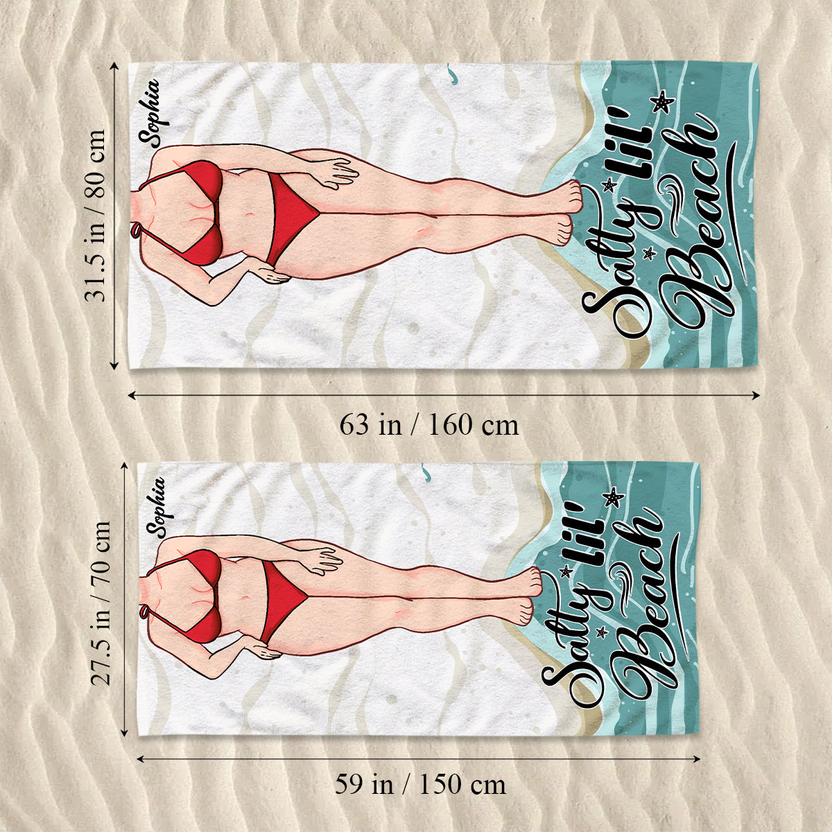 Salty Lil' Beach - Sea Lover gift for friend, sister, girlfriend, wife, mom - Personalized Beach Towel