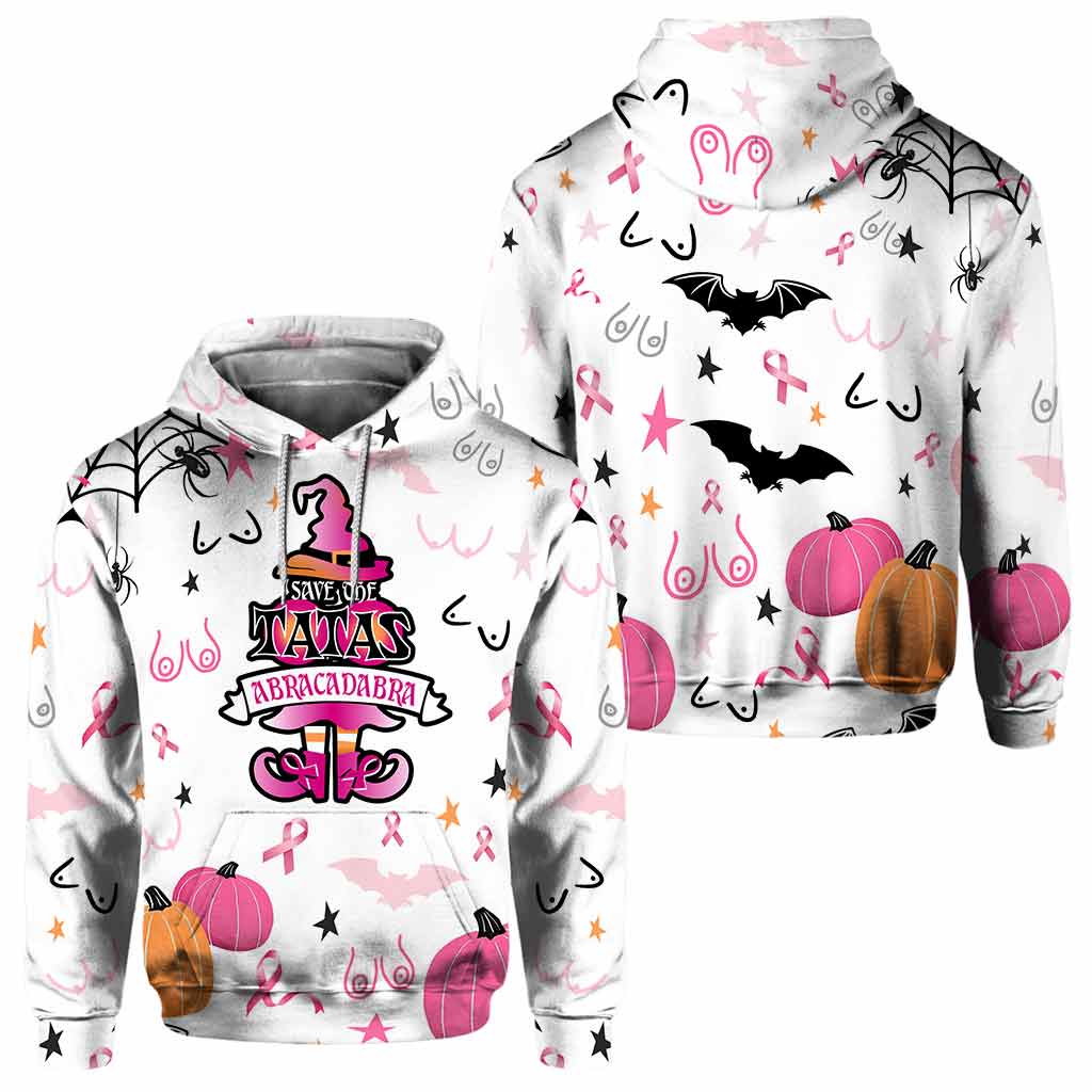 Abracadabra Save The Tatas - Halloween Breast Cancer Awareness All Over T-shirt and Hoodie