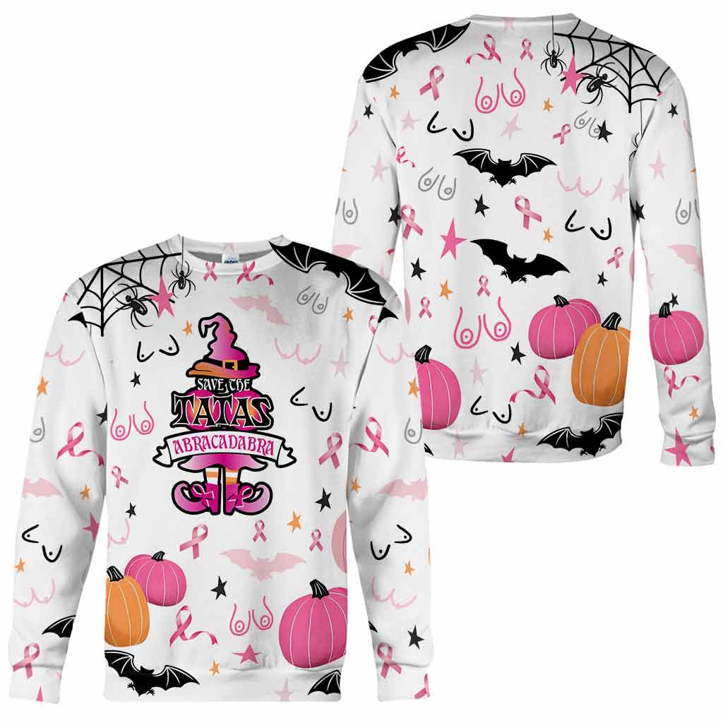 Abracadabra Save The Tatas - Halloween Breast Cancer Awareness All Over T-shirt and Hoodie