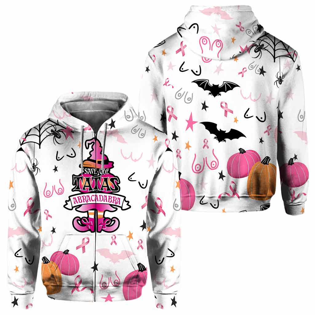 Abracadabra Save The Tatas - Halloween Breast Cancer Awareness All Over T-shirt and Hoodie