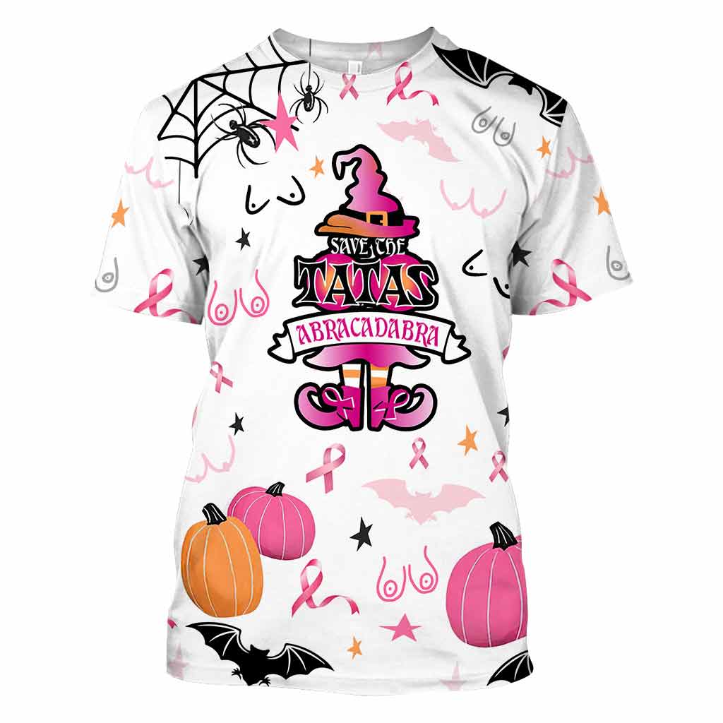 Abracadabra Save The Tatas - Halloween Breast Cancer Awareness All Over T-shirt and Hoodie