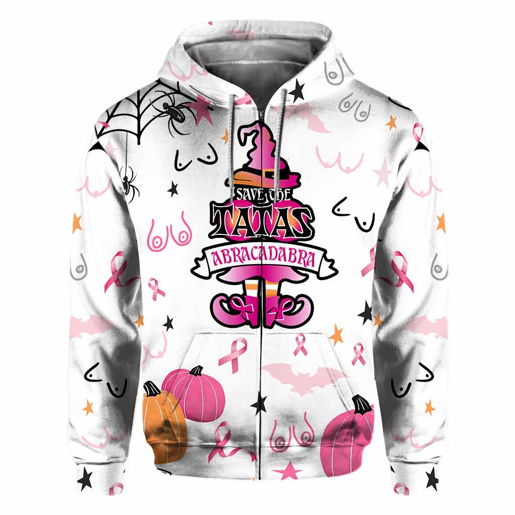 Abracadabra Save The Tatas - Halloween Breast Cancer Awareness All Over T-shirt and Hoodie