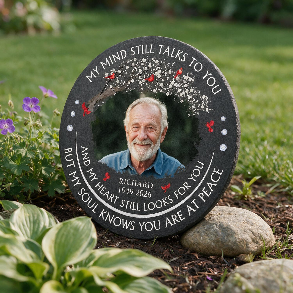Personalized Memorial Photo Garden Stone | Sympathy Gift for Loss of Loved One