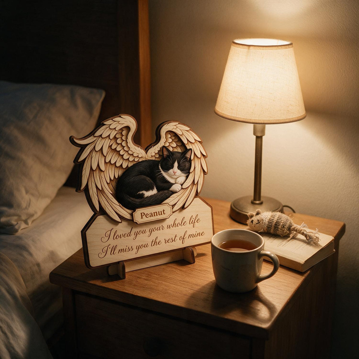 Cat Memorial I Loved You Your Whole Life - Personalized 2-Layered Wooden Plaque - Sympathy Pet Loss Gift