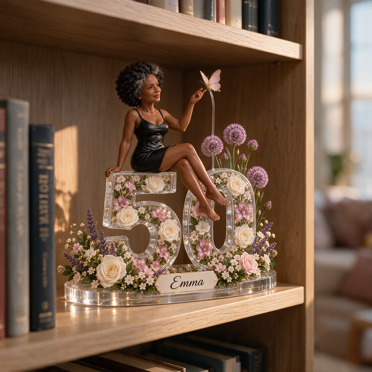 Personalized Custom Photo Wildflower Custom Shaped Acrylic Plaque - 50th Birthday Gift for Women