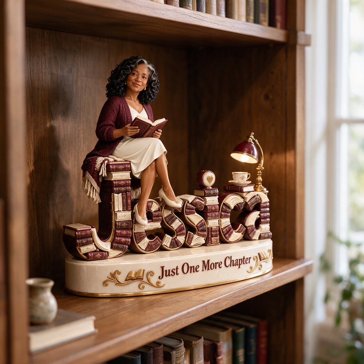 Personalized Custom Photo Book Lover 3D Name Figurine - Gift for Older Women