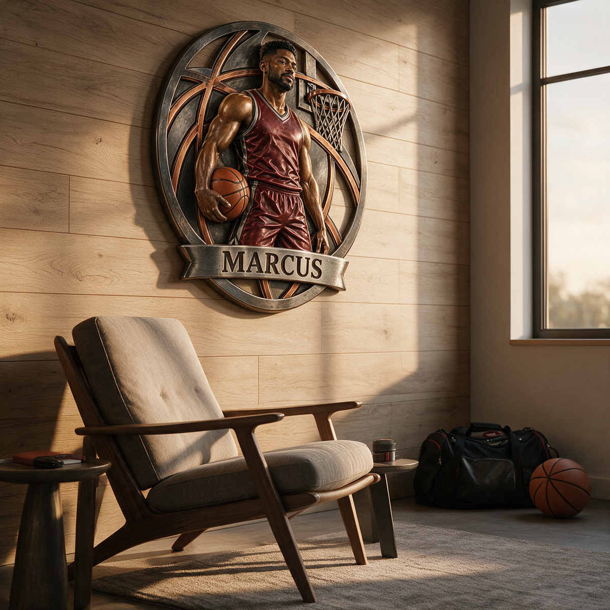 Personalized Custom Photo Basketball 3D Printed Cut Metal Sign - Gift for Young Men