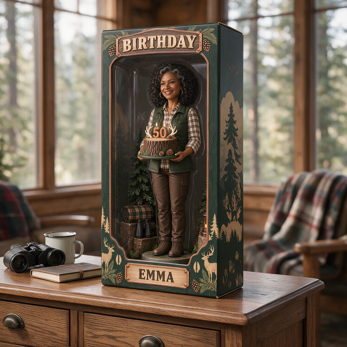 Personalized Hunting Acrylic Display Box - Birthday Portrait Figurine Gift