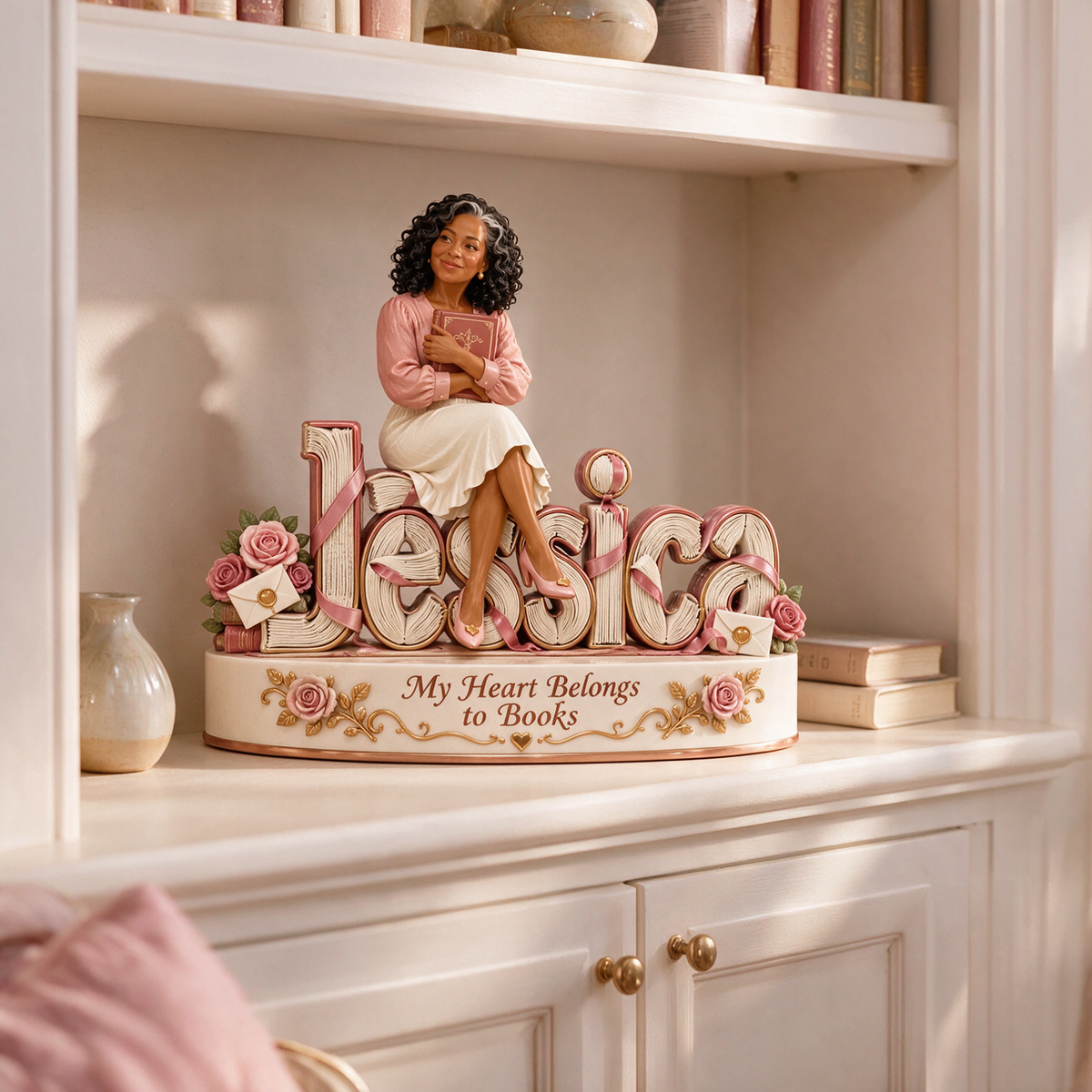Personalized Custom Photo Romance Book Lover 3D Name Figurine - Gift for Older Women