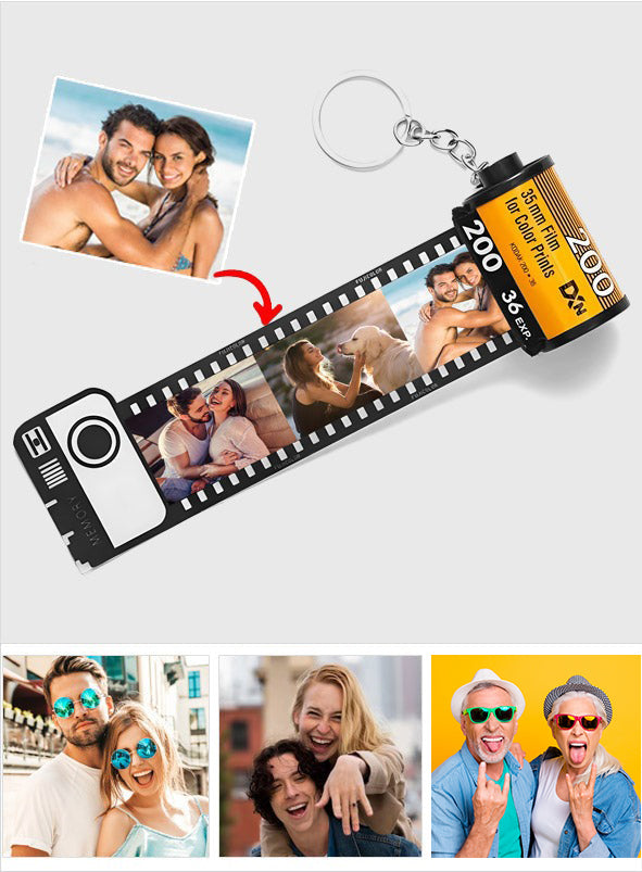 Vintage Film Strip - gift for girlfriend, wife, boyfriend, husband - Personalized Film Roll Keychain
