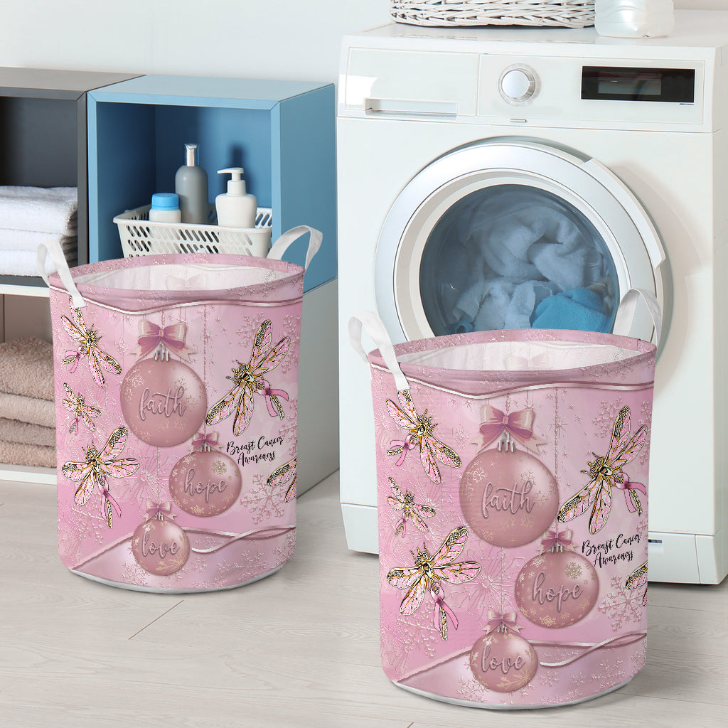 Faith Hope Love Metal Pattern Print Breast Cancer Awareness Storage Basket 0622