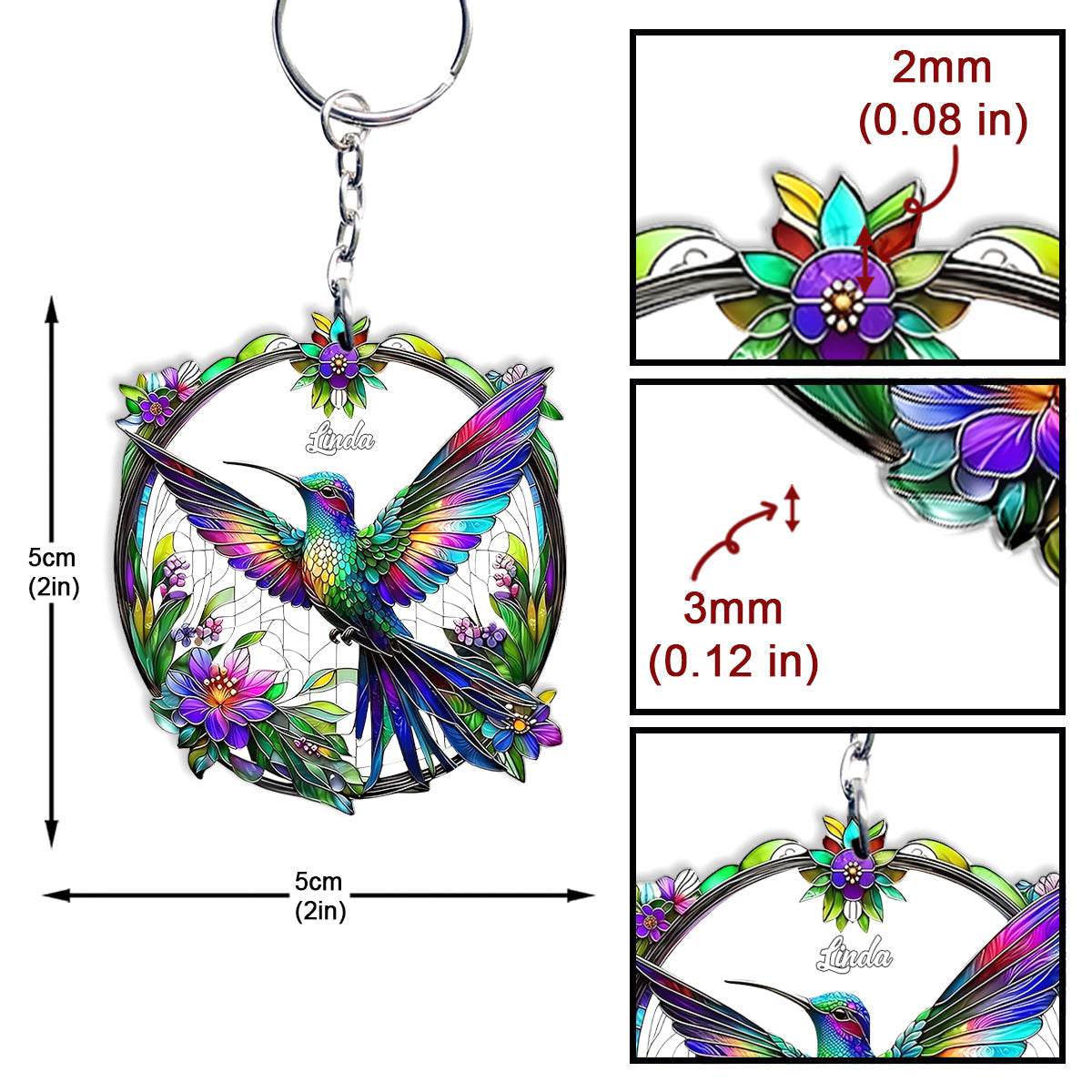 Stunning Humming Bird - Personalized Hummingbird Keychain