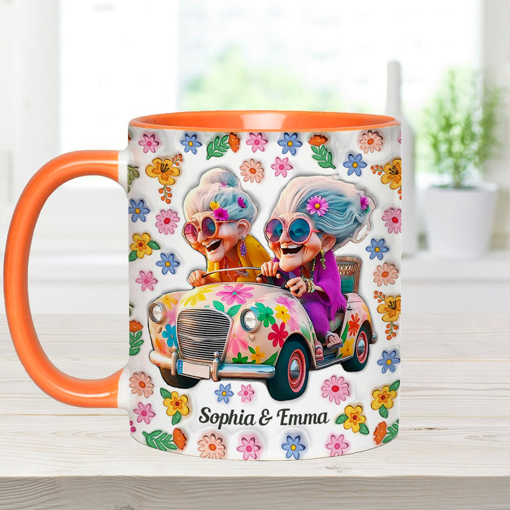 We'll Be Friends 'Til We're Old And Senile - Personalized Bestie Accent Mug