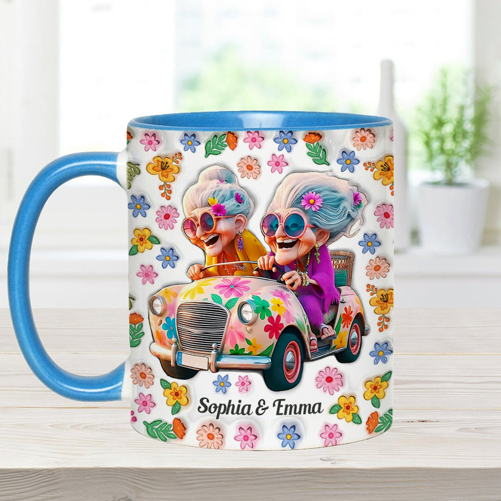 We'll Be Friends 'Til We're Old And Senile - Personalized Bestie Accent Mug