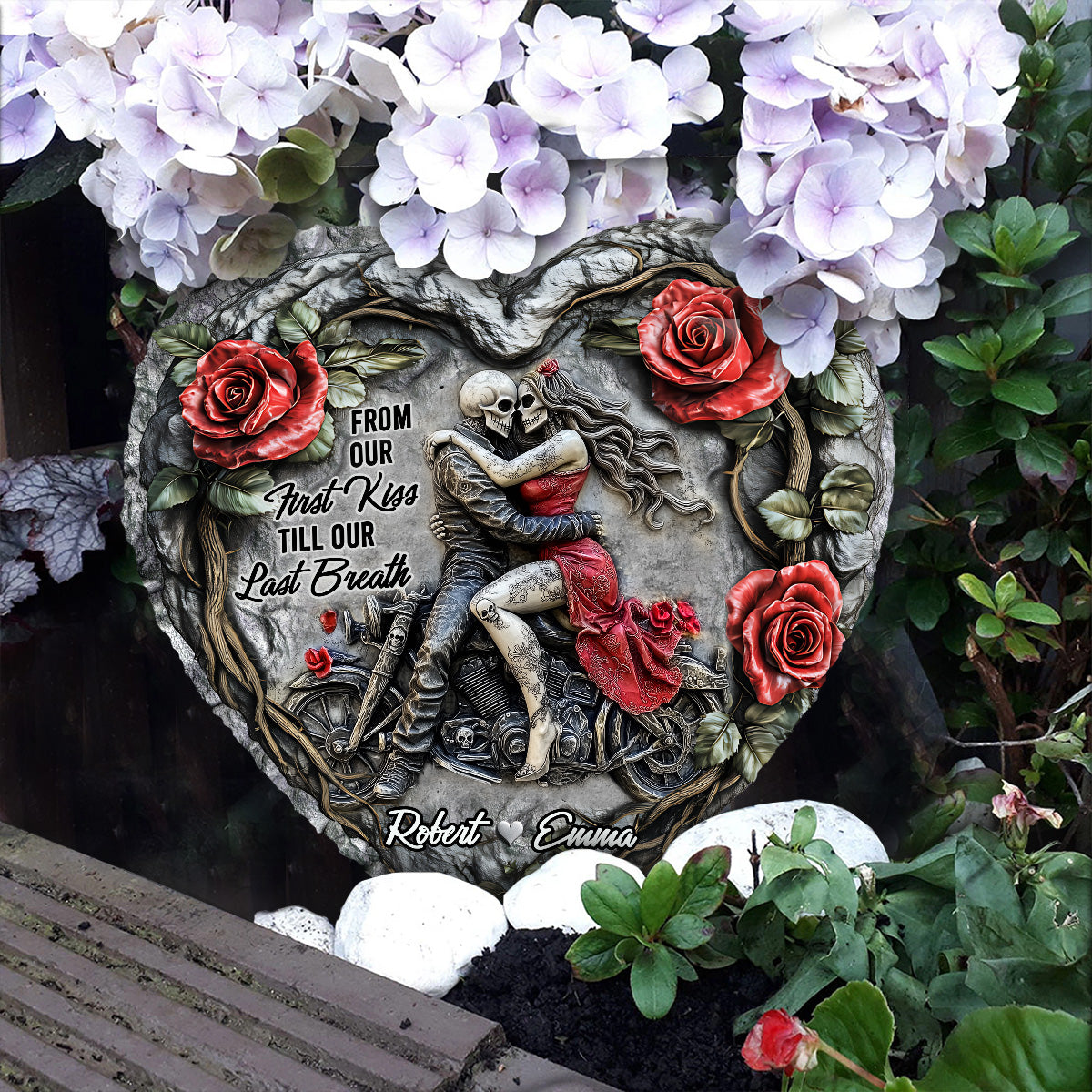 From Our First Kiss - Personalized Couple Heart Shaped Stone