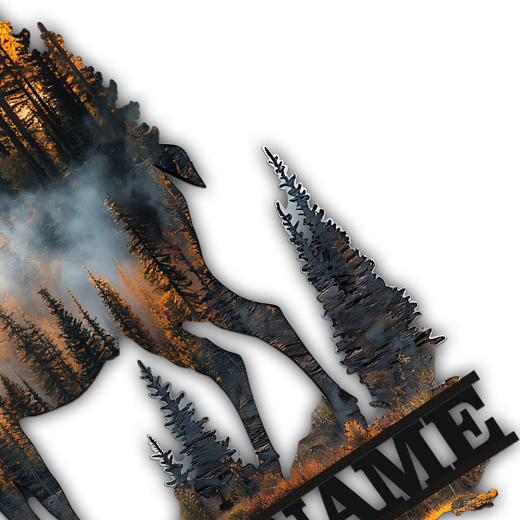 Custom Name Hunting Deer Sunset - Personalized Hunting Cut Metal Sign