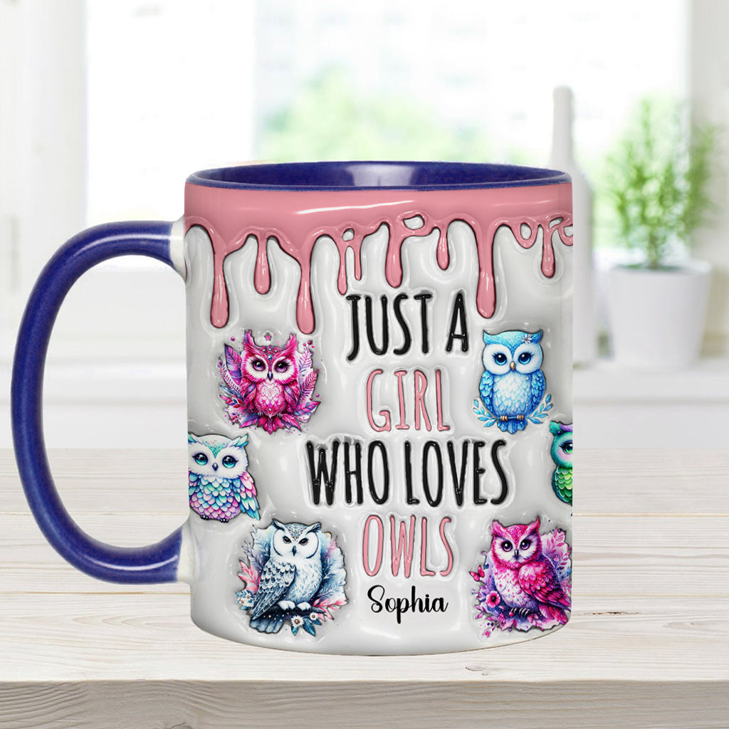 Just A Girl Who Loves Owls - Personalized Owl Accent Mug