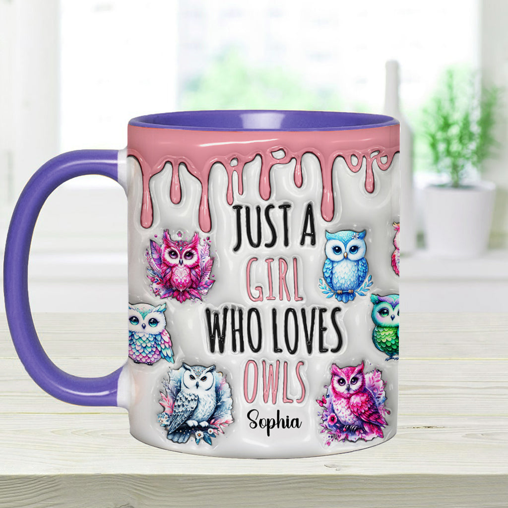 Just A Girl Who Loves Owls - Personalized Owl Accent Mug