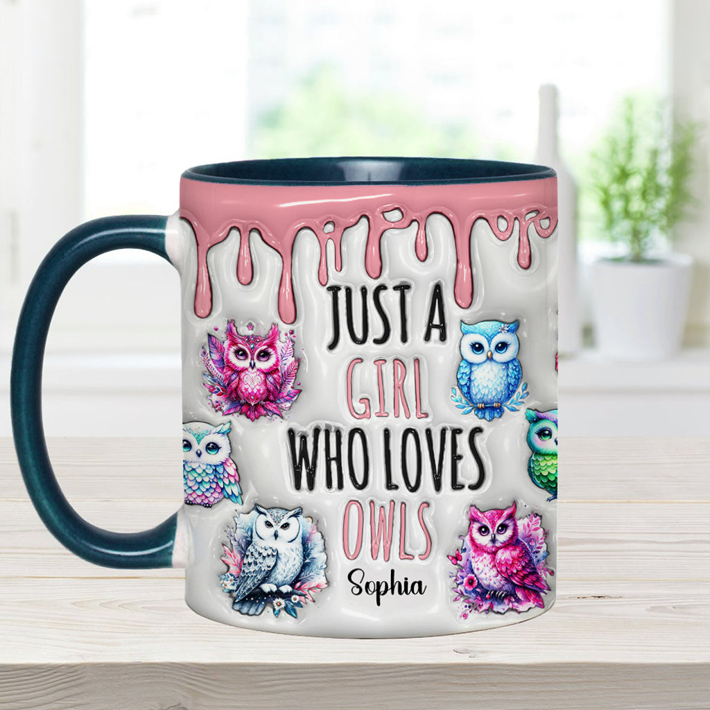 Just A Girl Who Loves Owls - Personalized Owl Accent Mug