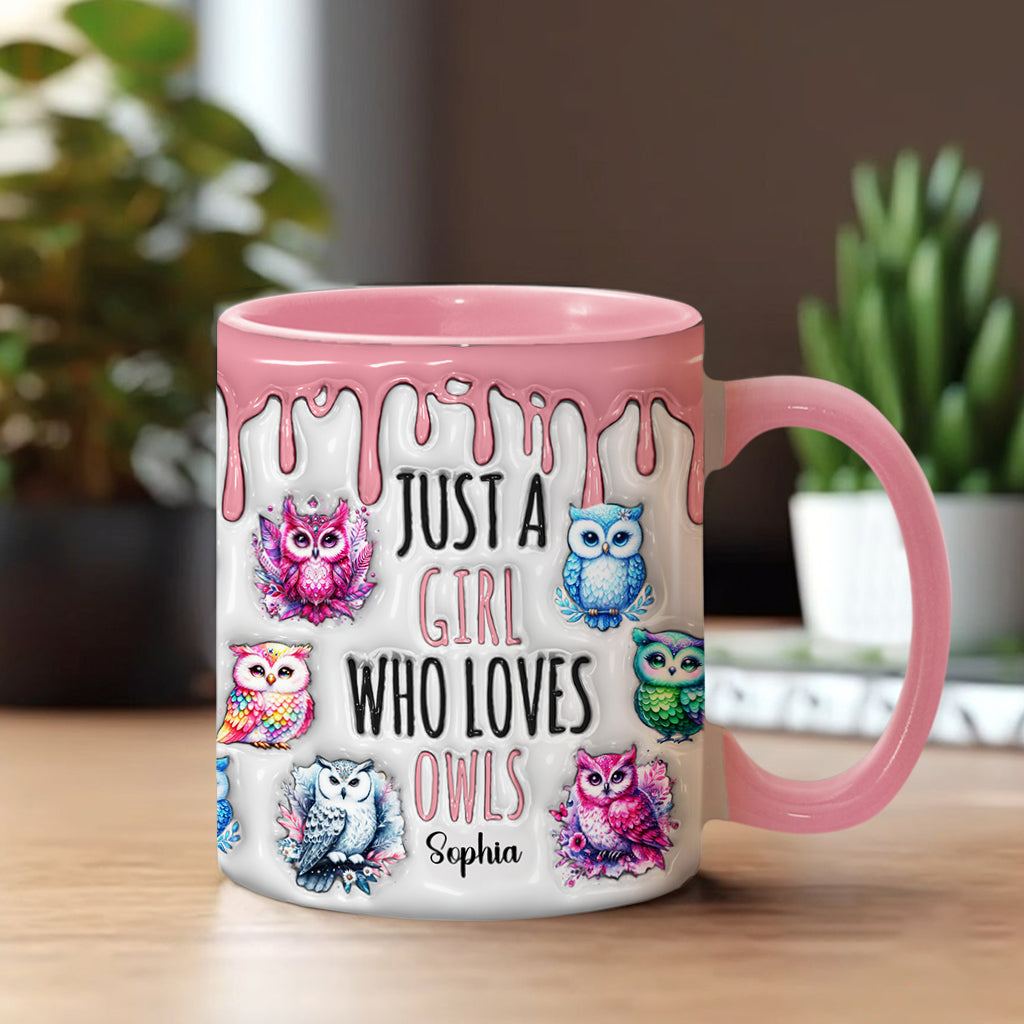 Just A Girl Who Loves Owls - Personalized Owl Accent Mug