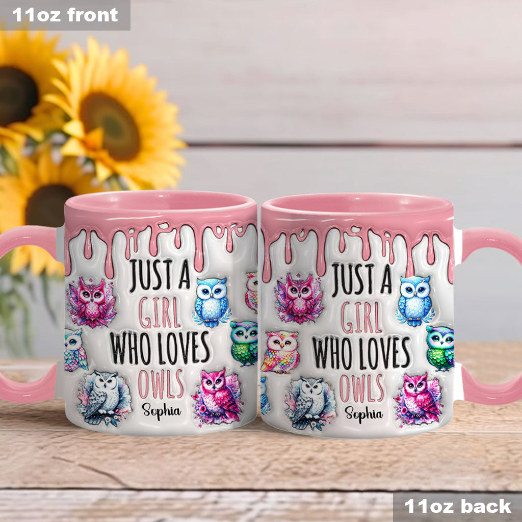 Just A Girl Who Loves Owls - Personalized Owl Accent Mug