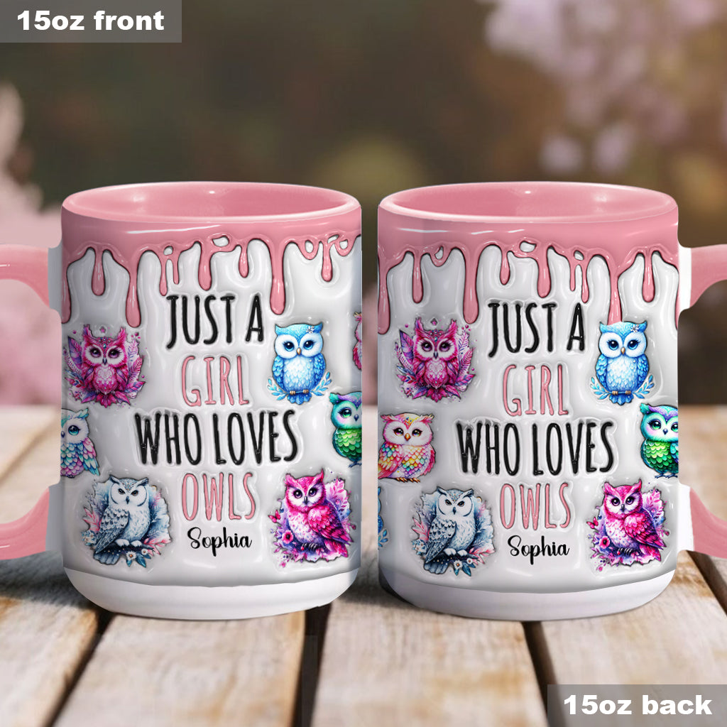 Just A Girl Who Loves Owls - Personalized Owl Accent Mug