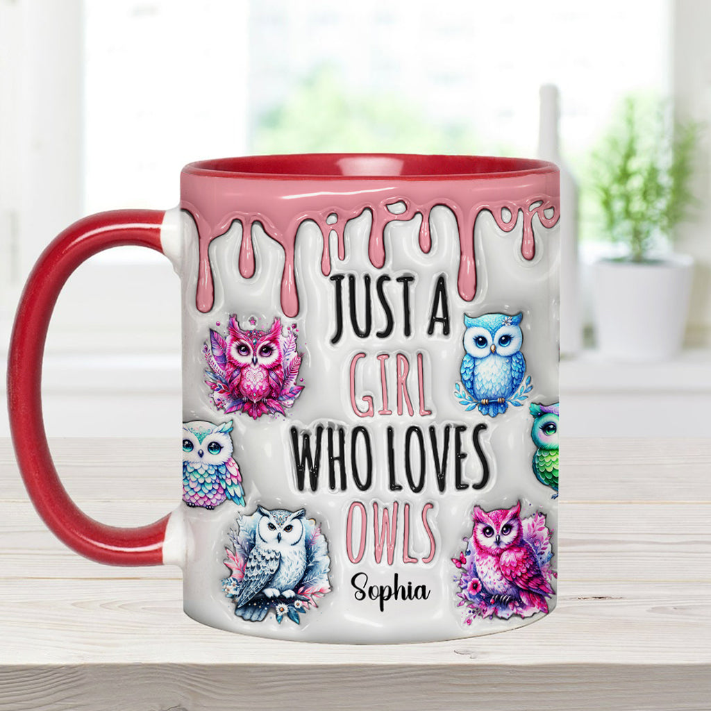 Just A Girl Who Loves Owls - Personalized Owl Accent Mug