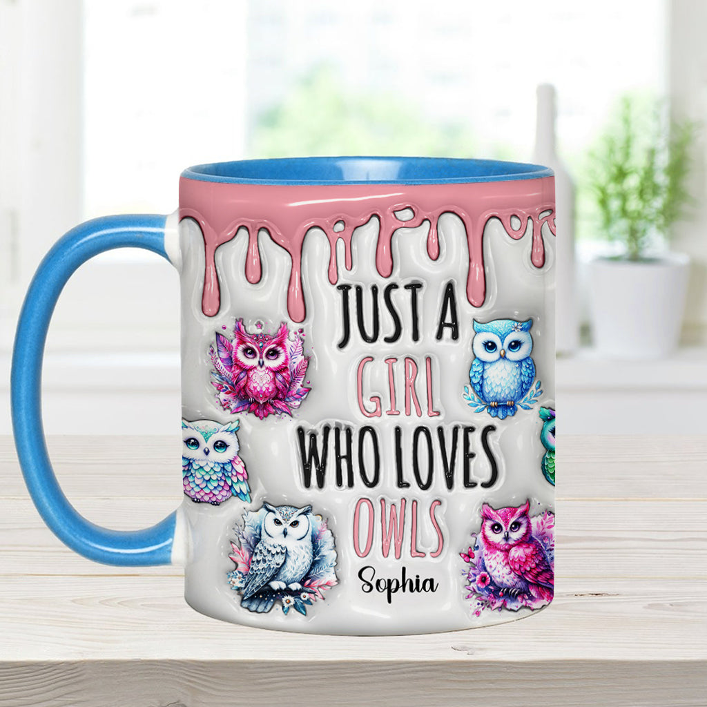 Just A Girl Who Loves Owls - Personalized Owl Accent Mug