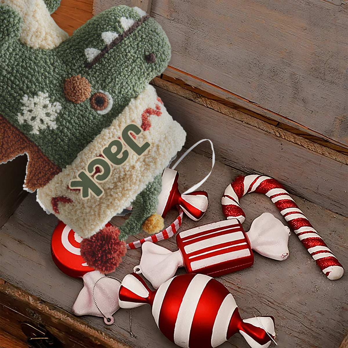 Dinomas - Personalized Kid Shaped Christmas Stocking