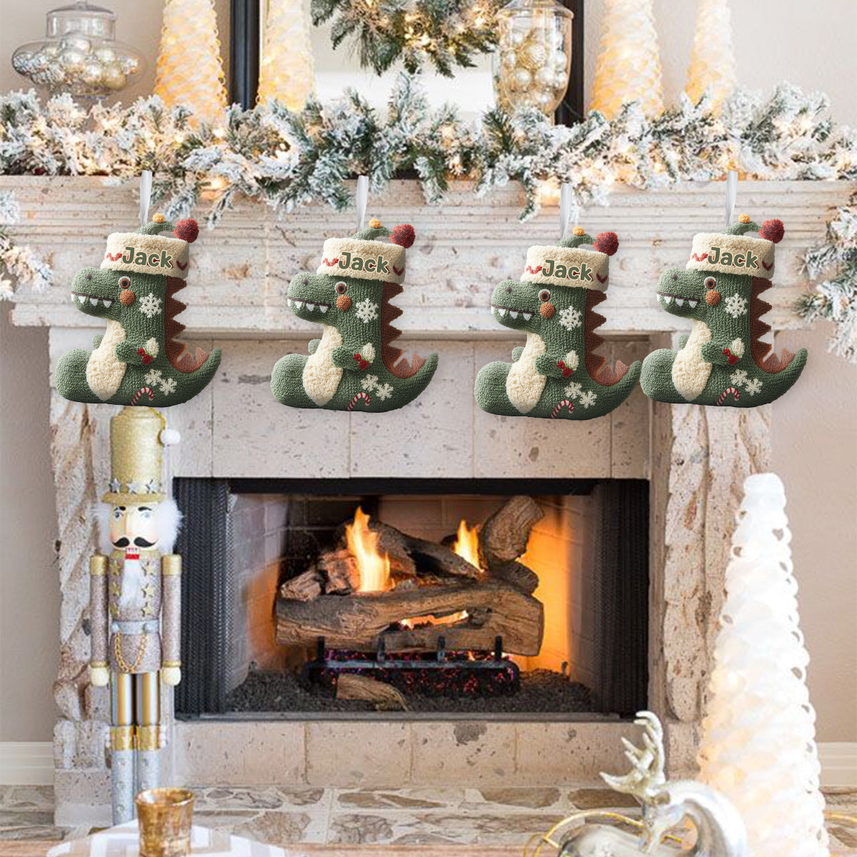 Dinomas - Personalized Kid Shaped Christmas Stocking