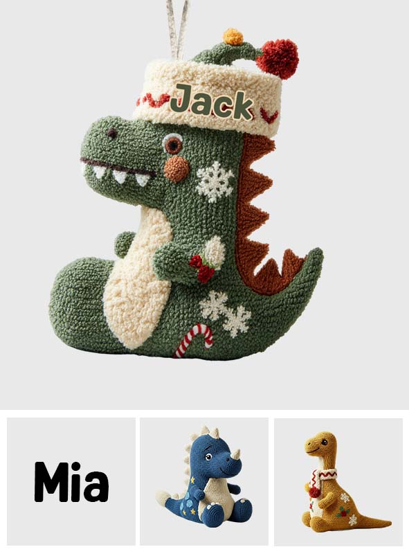 Dinomas - Personalized Kid Shaped Christmas Stocking