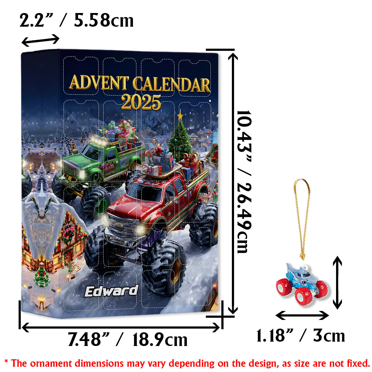 Monster Crusher - Personalized Kid Advent Calendar With Ornaments