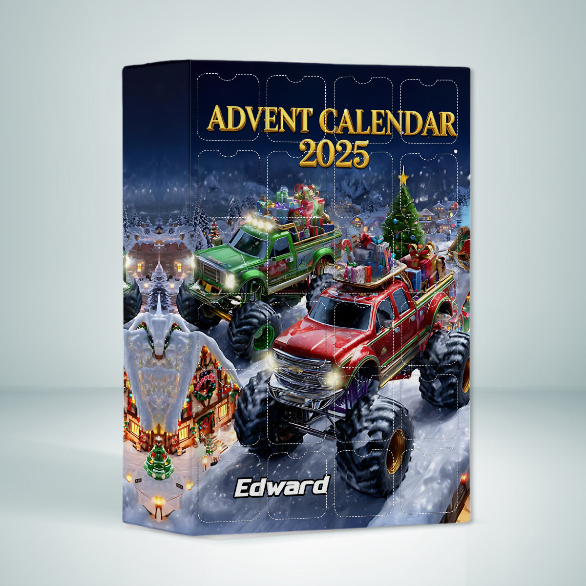 Monster Crusher - Personalized Kid Advent Calendar With Ornaments