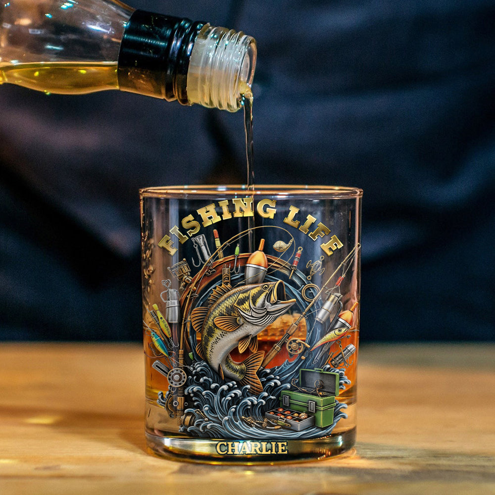 Fishing Life - Personalized Fishing Whiskey Glass