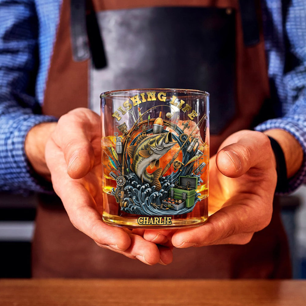 Fishing Life - Personalized Fishing Whiskey Glass
