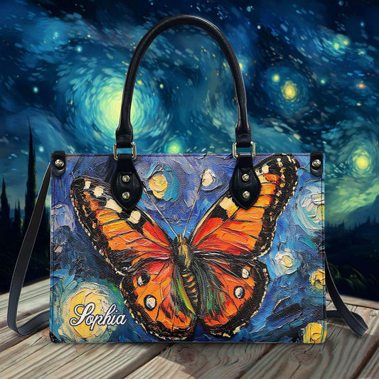 Dreamy Butterfly - Personalized Butterfly Leather Handbag