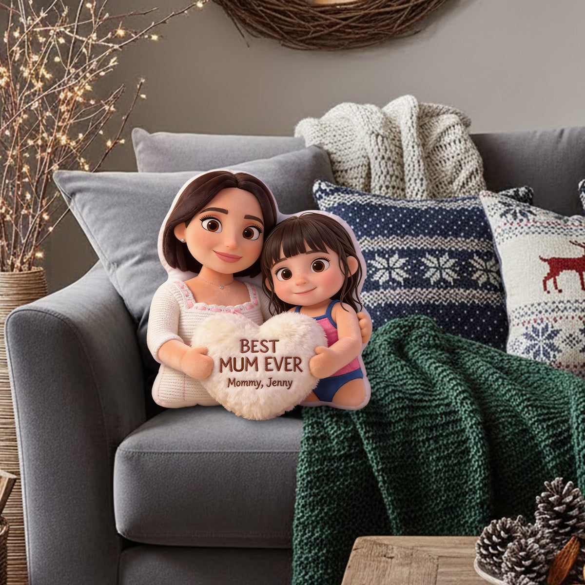 Best Mom Ever - Personalized Mother Faux Fur Shaped Pillow