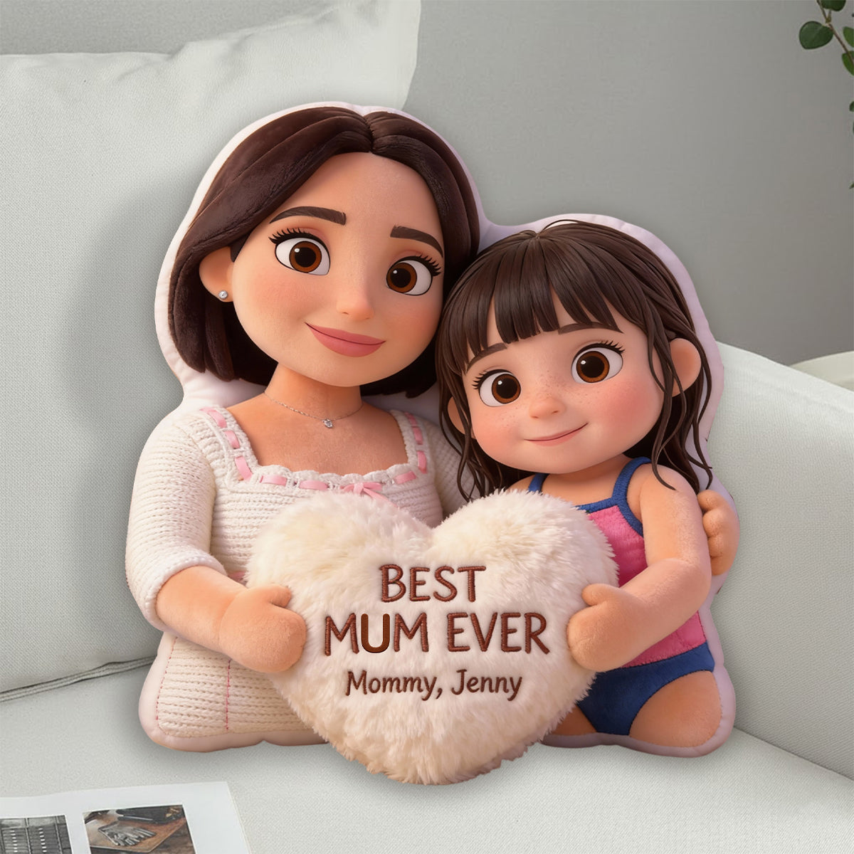 Best Mom Ever - Personalized Mother Faux Fur Shaped Pillow