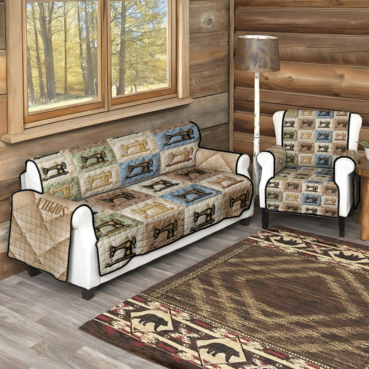 Love Sewing - Personalized Sewing Quilted Sofa/Couch Cover