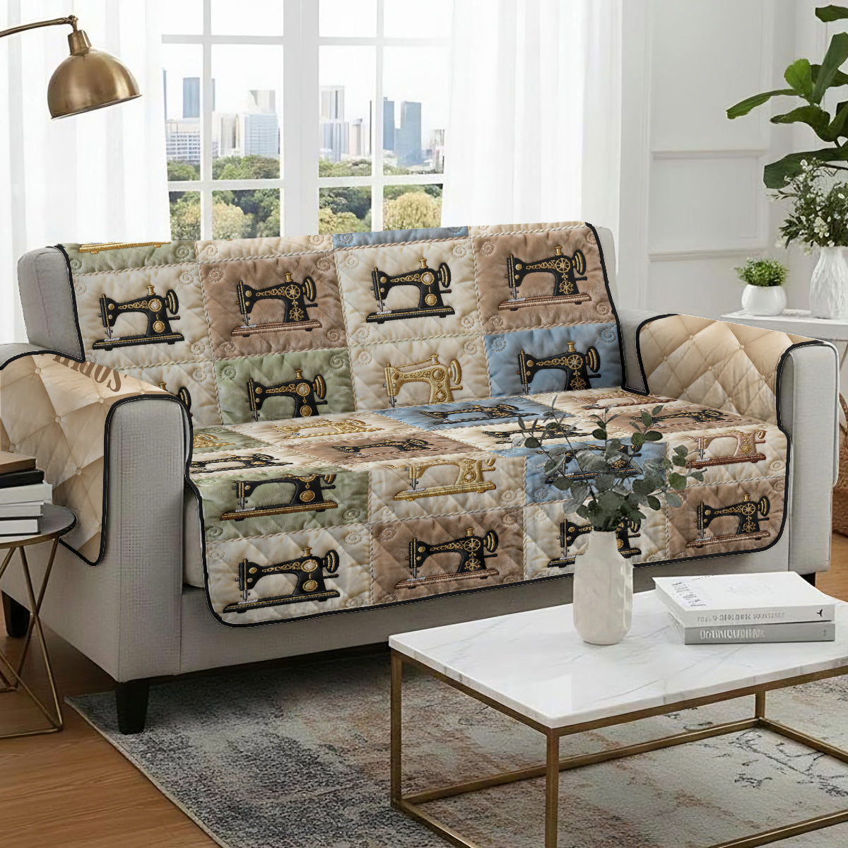 Love Sewing - Personalized Sewing Quilted Sofa/Couch Cover