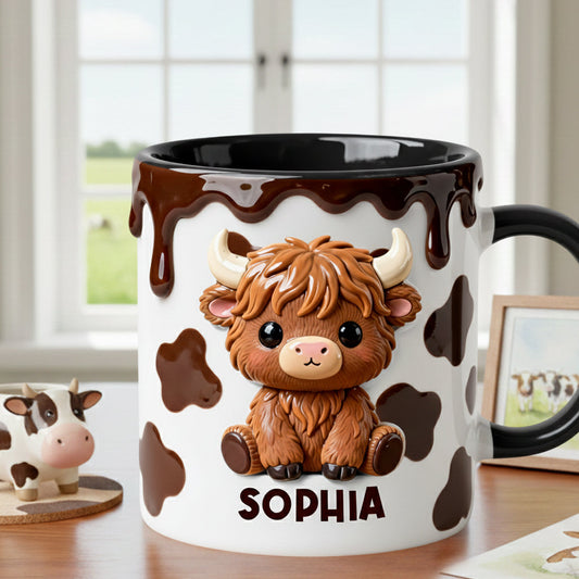 Love Highland Cows - Personalized Highland Cow Accent Mug & Coaster