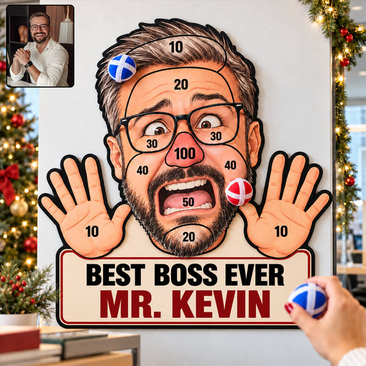Funny Colleague Christmas Game - Personalized Colleague Sticky Ball Dart Board Set