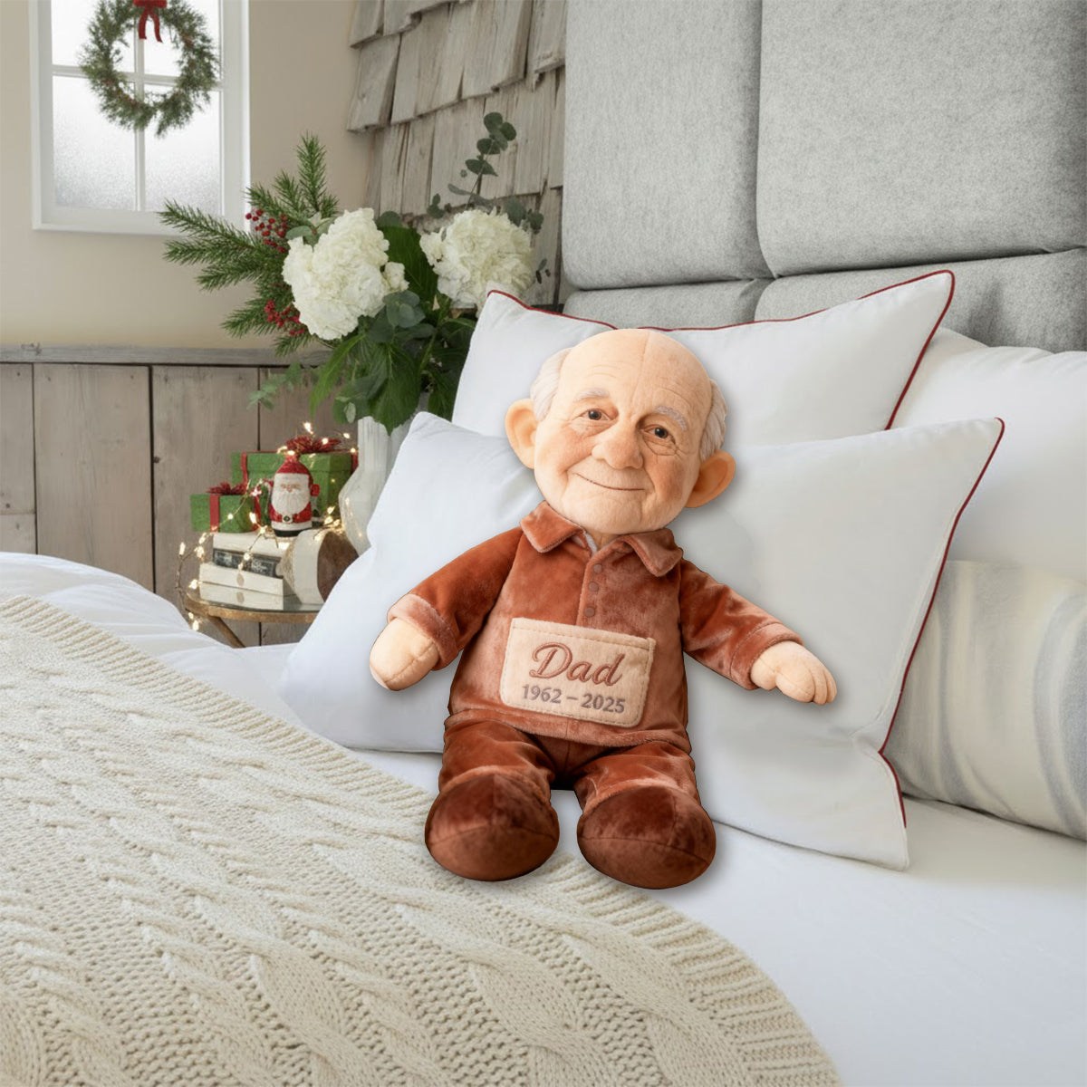 Custom Memorial Black Grandma Faux Fur Shaped Pillow - Personalized Funeral Keepsake Stuffed Figure, Remembrance Sympathy Gift for Loss of Grandmother