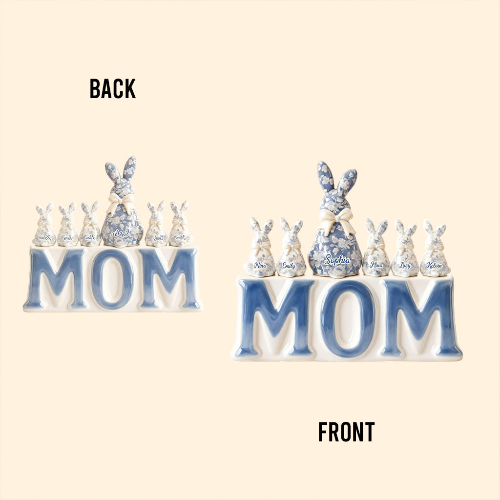 Elegant Bunny Mom Grandma Kids - Personalized Mother Custom Shaped Acrylic Plaque