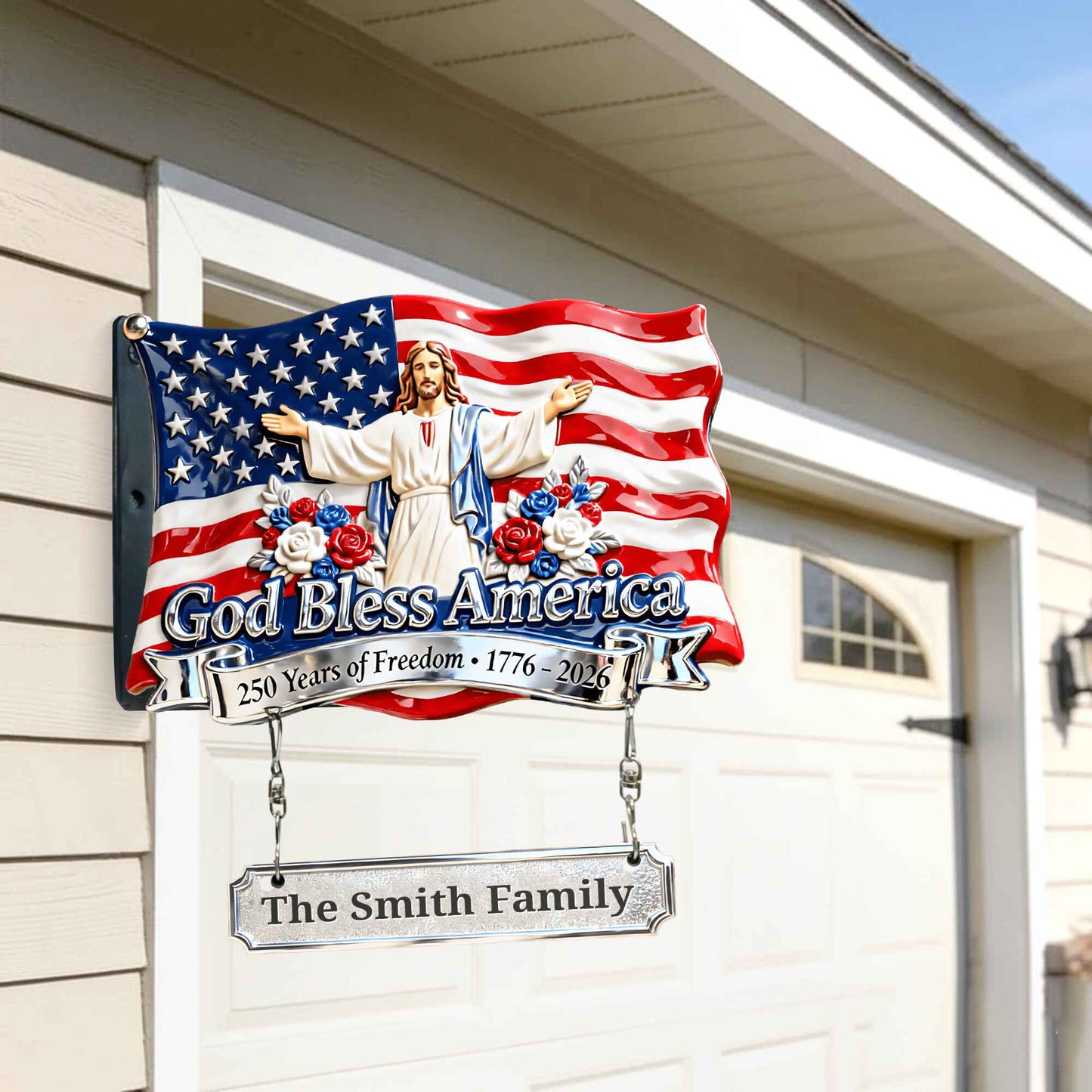 God Blessed America - Personalized Christian Wooden Wall Mount Sign