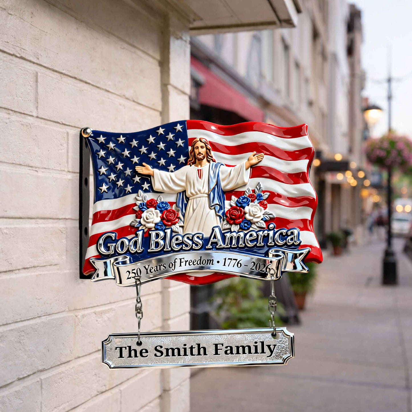 God Blessed America - Personalized Christian Wooden Wall Mount Sign
