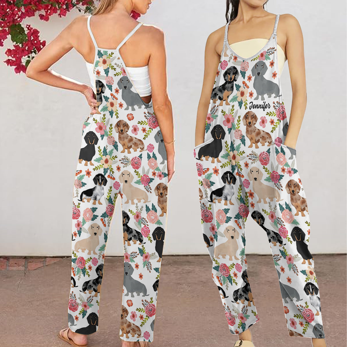 Adorable Dachshunds - Personalized Dachshund Loose-Fit Overalls/ Rompers
