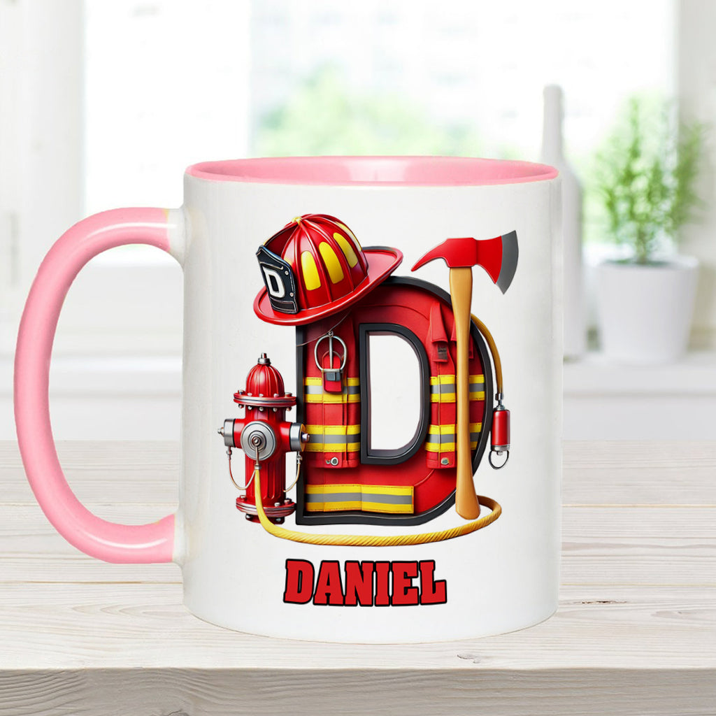 Alphabet Firefighter - Personalized Firefighter Accent Mug